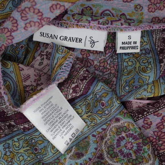 Susan Graver Semi Sheer Mixed Print Long Overlay Small - Picture 9 of 9